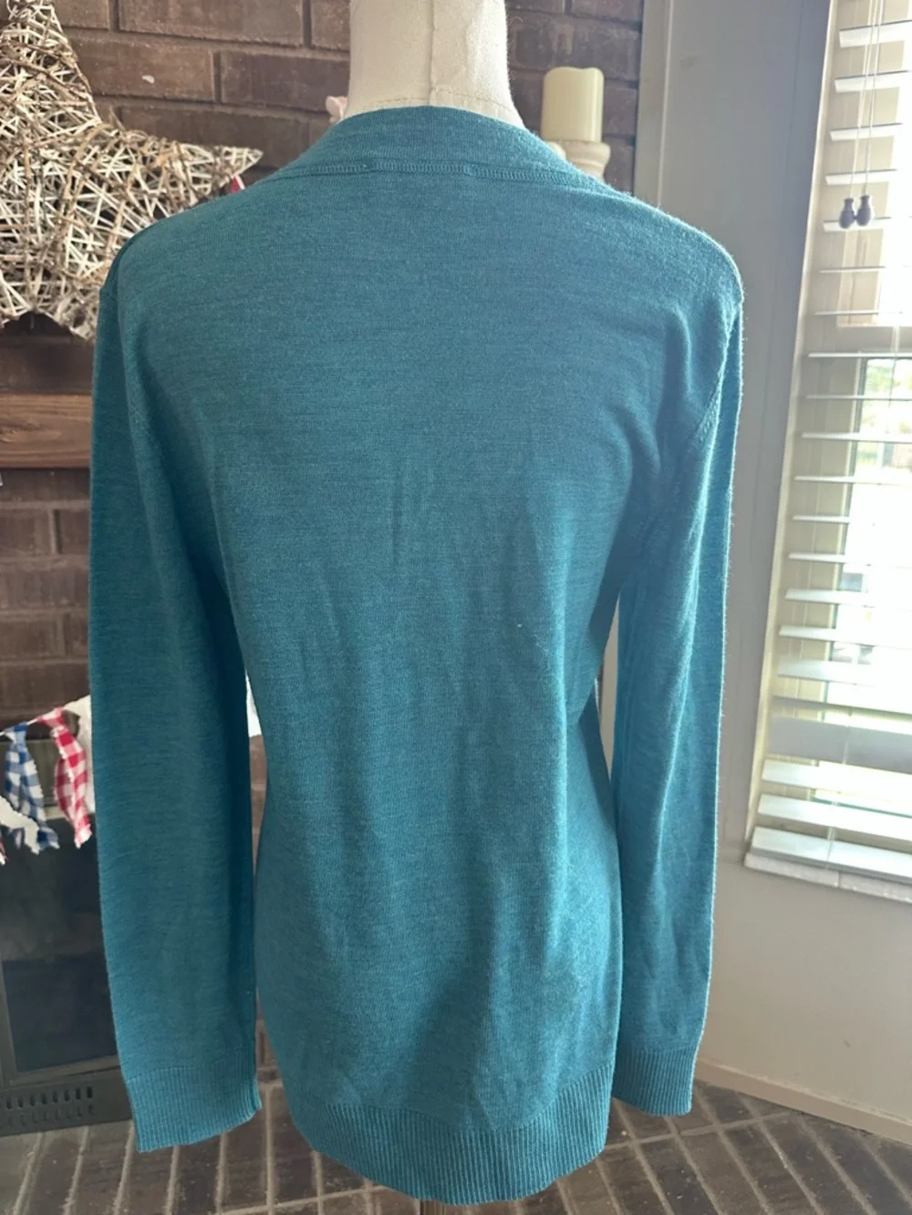 Tory Burch Teal 100% Merino Wool Simone Cardigan L Like New Quiet Luxury